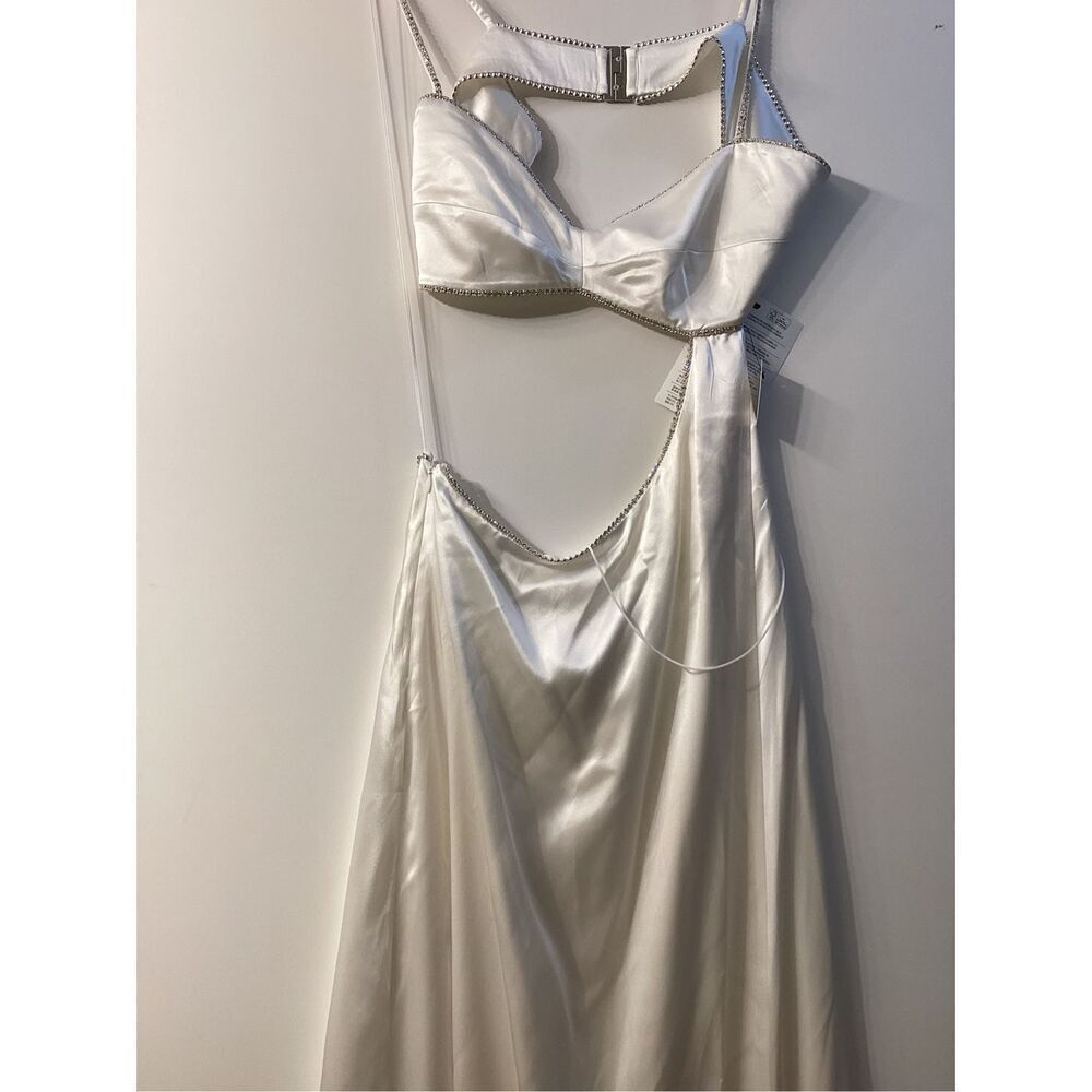 Michael Lo Sordo Symic Cut Out Crystal Embellished Silk Satin Gown Size 10 — image 6 of 8